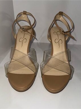 Jessica Simpson Tan Clear Strap Women's Sandals